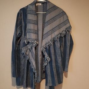 Military Hippie chambray denim wrap top